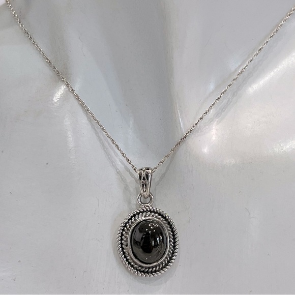 Shungite Sterling Silver Pendant Necklace - Picture 2 of 11